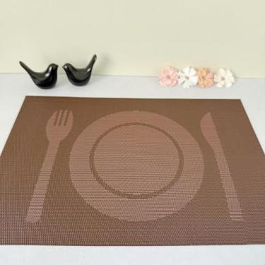 Imagem de Kit 4 Lugar Jogo Americano Retangular Mesa Posta Jantar Cozinha Sousplat Descanso De Prato Decorativo (Prato Marrom)