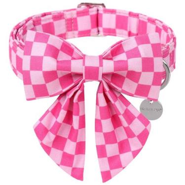 Imagem de Coleira de cachorro UP URARA PUP Pink xadrez para cachorros