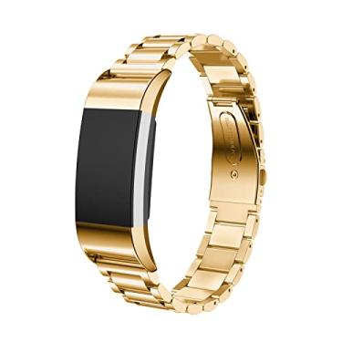 Imagem de Gheper Pulseira de relógio de metal compatível com Fitbit Charge 2, ajuste rápido e fácil, pulseira de aço inoxidável, substituição para smartwatch Charge 2, acessório