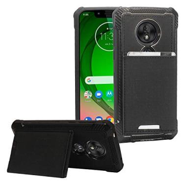 Imagem de Capa para celular T-Mobile REVVLRY, Motorola Moto G7 Play, G7 Optimo XT1952DL - Capa para celular com compartimento para cartão de crédito híbrida jeans - EC5 preta