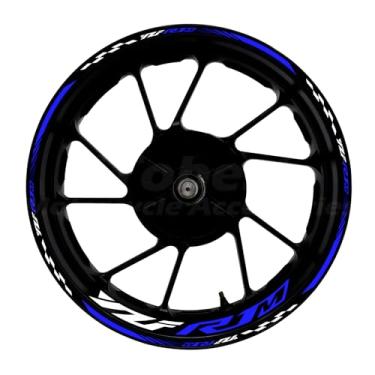 Imagem de Awonderful Kit de listras refletivas para motocicleta, adesivos de aro de roda de vinil compatíveis com Yamaha YZF1000 R1M 2020-2024 (azul)