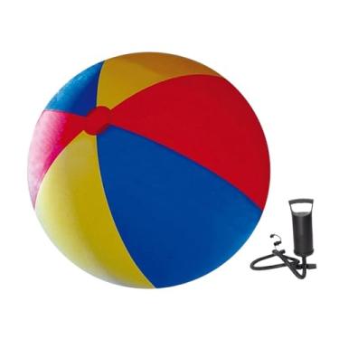 Imagem de Kokiya Bola de bola de praia inflável Bola de piscina ao ar livre PVC Game de água grande dobrável Fácil de transportar brinquedo interativo com bomba de mão, Diâmetro 120cm