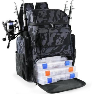 Imagem de Mochila de equipamento de pesca YOLIBON 45L com suportes de varas e re