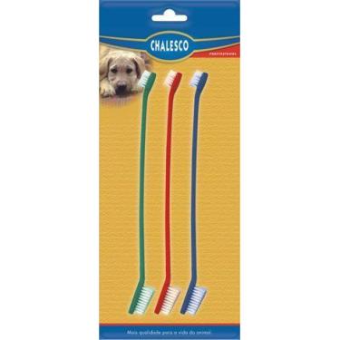 Imagem de Escovas de dente para cachorro e gato Chalesco 3 unidades Dupla cabo l