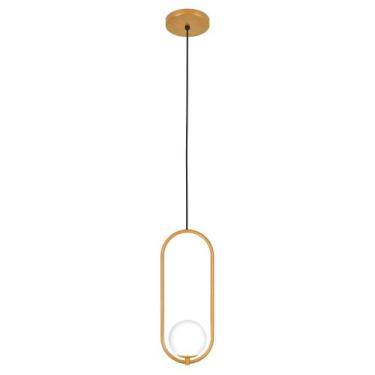 Imagem de Luminária Pendente Teto Arco Globo Vidro Sala Cama Dourado - Singlelig