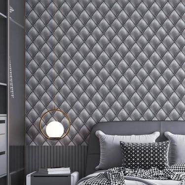 Imagem de Kit 2 Rolos Papel De Parede Adesivo Couro Cinza 3,0M