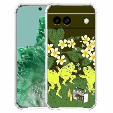 Imagem de Padrão de festa de animais hippie sapos dançantes, capa de telefone de TPU macio compatível com Google Pixel 8a