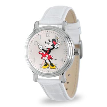 Imagem de Disney Relógio analógico de quartzo com as mãos articuladas vintage Minnie Mouse, Branco