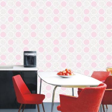 Imagem de Papel De Parede Círculos Rosa Claro Geométrico Autocolante