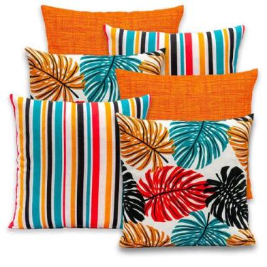 Imagem de Kit 6 Capas de Almofada Lisa e Estampada 40x40cm Zíper Gorgurinho - BE