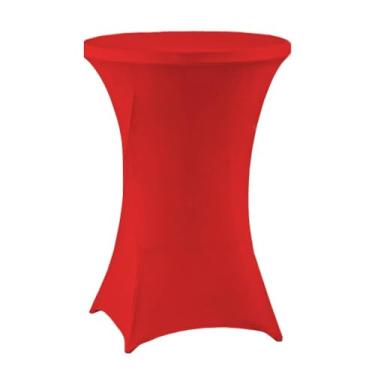 Imagem de meioro Coberturas de mesa de coquetel vermelhas, toalha de mesa Highboy de elastano 81 x 109 cm para mesas redondas, cantos quadrados elásticos, capa de mesa alta para festa, bar, casamento