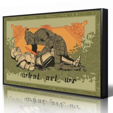 Imagem de Tela de arte gay, What Art We Quote Knight's Enemies To Lovers Poster, pintura medieval engraçada de cavaleiros, pôster LGBT com impressão queer para decoração de parede de caverna masculina, presente