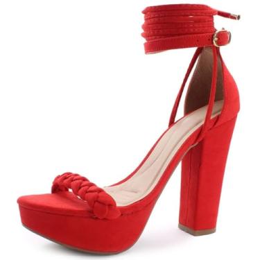 Imagem de Sandália Modarpe Meia Pata Salto Grosso Traça M14 (Vermelho, BR, Adulto, Numérico, 35)