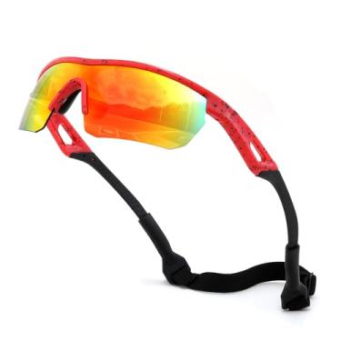 Imagem de FEISEDY Óculos de sol polarizados de beisebol infantil juvenil esportivo ciclismo armação leve UV400 meninos meninas B0236, 01 Mancha vermelha e vermelha, 67mm