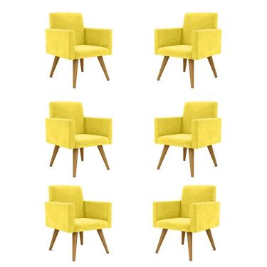 Imagem de Kit 06 Poltronas Nina Decorativa Para Recepção amarela
