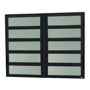 Imagem de Janela De Aluminio Basculante 2 Seções Elite Vidro Boreal 100cm X 120cm Brimak Preto