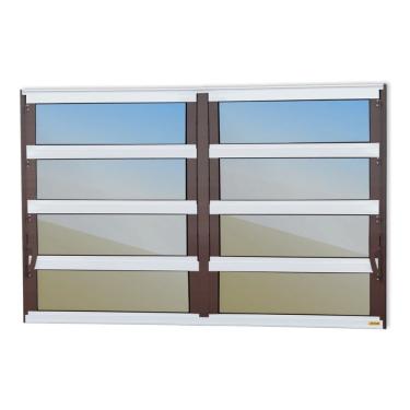Imagem de Janela De Aluminio Basculante 2 Seções Elite Vidro Reflex 80cm X 150cm Brimak Mix Corten