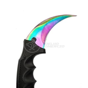 Imagem de Knife Rainbow Karambit Com Fio Manobras Arco Iris Inox