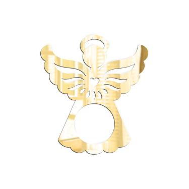 Imagem de Porta Guardanapo Anjinho Espelhado Kit Com 4 Peças 7cmx8cm - Cria Arte Laser Dourado