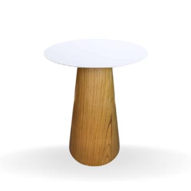 Imagem de Mesa Bistrô Cone 70 Cm Tampo Laca Branca Base Freijó Cor Marrom