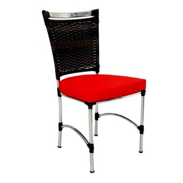 Imagem de Cadeira Em Alumínio E Fibra Sintética Jk Cozinha Edícula Pedra Ferro E Vermelho