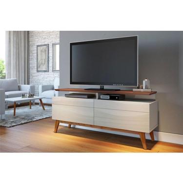 Imagem de Rack Bancada Ambiente Classic 2 Gavetas Com Nicho 1.4 Off White Freijó Touch - Imcal