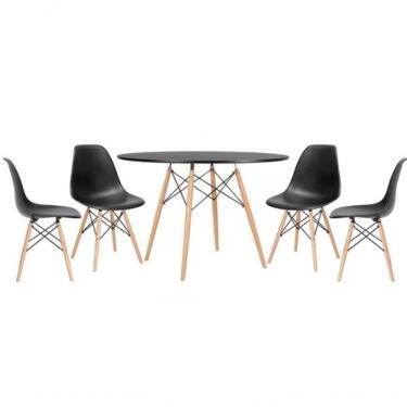Imagem de Kit Mesa Jantar Eiffel 100cm Preta + 4 Cadeiras Charles Eames - Preta