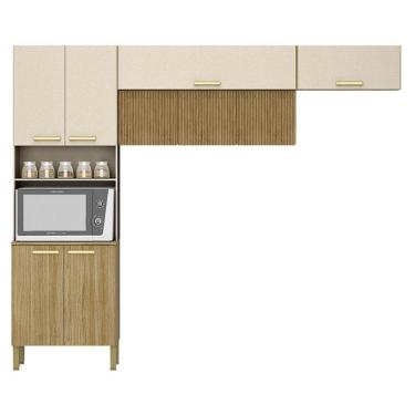 Imagem de Kit Cozinha Ambiente Urbane 3 Peças Freijó Vanilla Ripado - Kits Paraná