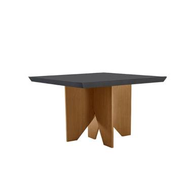 Imagem de Mesa De Sala Jantar Nevada Com tampo Canto Curvo 90x90cm Imbuia grafite Rufato