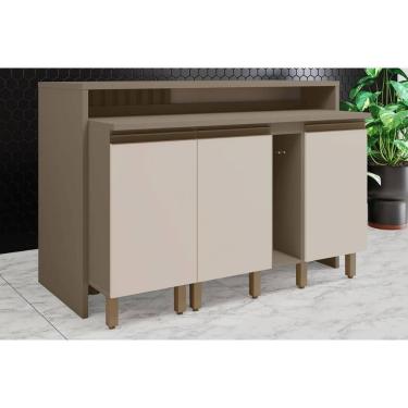 Imagem de Bancada Ilha Cozinha Gourmet Connect C/ 3 Portas 145cm Duna/cristal - Henn