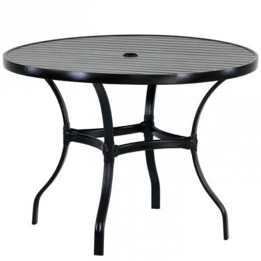 Imagem de Mesa Roma Com Tampo Ripado 80cm Alumínio - Varanda Cozinha Preto