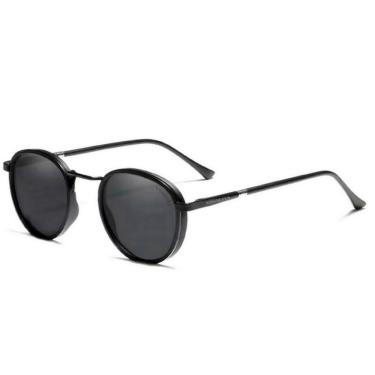 Imagem de Óculos De Sol Redondo Para Homens E Mulheres Uv400 Polarizado Moda Vintage Preto
