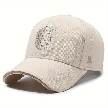 Imagem de Boné De Beisebol Unissex Com Emblema Da Letra R De Algodão Bege