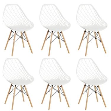 Imagem de Conjunto 6 Cadeiras Para Sala De Jantar Clarice Cloe Madeira Branco