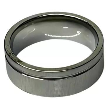 Imagem de Aliança de Aço Inox 8mm Escovada Prateada + Solitário Zircônia + Caixa