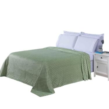 Imagem de Cobertor Manta Flannel Queen 2,20m x 2,40m Anti Alérgica, Estampa de Bolinhas, Super Macia, Confortável, Ideal para Dias Frios, Fácil de Lavar, Secagem Rápida, Toque Aveludado e Suave (Verde)