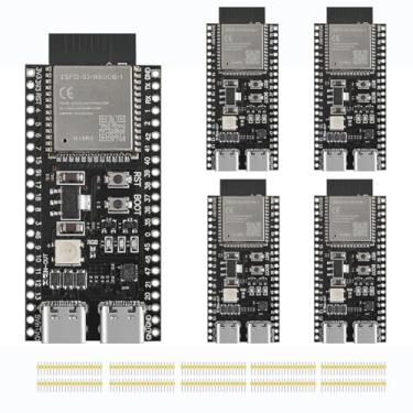 Imagem de YEJMKJ Placa De Desenvolvimento Esp32 S3 N16R8 Esp32-S3-Devkit, 5 Peças, Processador Microcontrolador 1 Núcleo, Integra Funções Wi-Fi E Ble Completas, Módulo Mcu + Bluetooth, Chapéu Duplo Tipo C Esp
