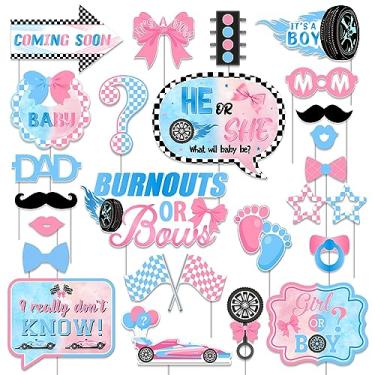 Imagem de Balterever Decorações Para Revelação De Gênero Com Laços Ou Queimaduras, 24 Peças, Adereços Cabine Fotos, Rosa E Azul Chá Bebê Meninos Meninas