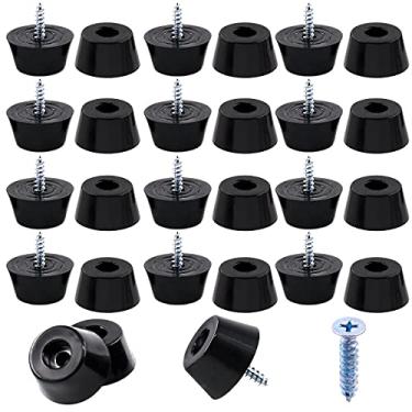 Imagem de Hilitchi 50 Peças De Pés Borracha Pretos Redondos, Almofadas Proteção Com Parafusos Correspondentes, Arruela Aço Inoxidável Embutida Para Tábuas Corte, Armários, Mesas, Sofás (30 X 22 15 Mm)