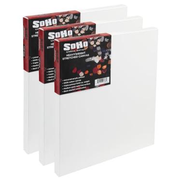 Imagem de Soho Urban Artist Artist, Tela De Algodão Esticada Alta Gramatura 20X24" Para Pintura - 1,5" Profundidade Pacote Com 3, Tripla Camada Primer, 100% Algodão, Sem Ácido, Arquivística, Óleo Primer Unive