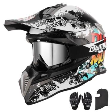 Imagem de Oumurs Capacete Dot Para Motociclista Adulto Com Óculos, Luvas E Máscara, Viseira Solar Ajustável, Motocicleta, Quadriciclo, Off-Road, Motocross, Downhill, Ciclomotor, Mx, Bmx, Unissex, - 188 Cowboy