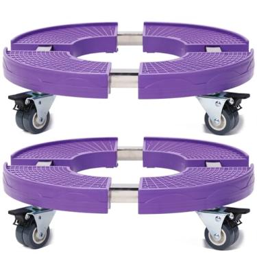 Imagem de WOOYAN Pacote Com 2 Carrinhos Para Plantas Roxos Resistentes Rodas, Suporte Interno Ajustável De 15 A 20 Polegadas, Carrinho Grande Áreas Externas Plantas, Vasos Flores,