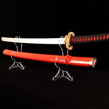 Imagem de WANLIAN Suporte Para Katana, Exposição De Espadas Samurai, Dupla Camada Horizontal, Lâmina, Bainha E Mesa Colecionável (Transparente)