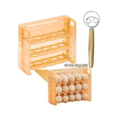 Imagem de Longhuo Suporte Para Ovos Geladeira, Organizador Com 30 Grades, Recipiente Plástico De Qualidade Alimentar, Dobrável, Armazenamento E Organização Cozinha