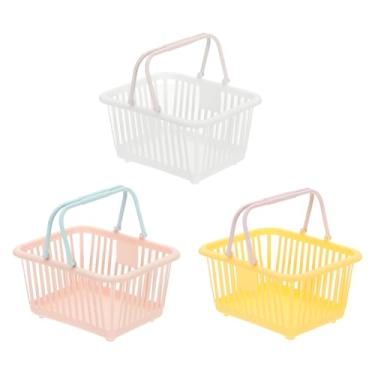 Imagem de PATIKIL 3 peças pequenas cesta de plástico, mini cesta de armazenamento de mercearia pequenas cestas de compras com alças organizador de água filtrada para organizar brinquedos, ovos, frutas, legumes