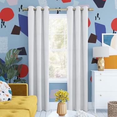 Imagem de Sun Zero Painel de cortina Halton Bright Vibes 100% blackout com ilhós, 101,6 x 243,8 cm, branco