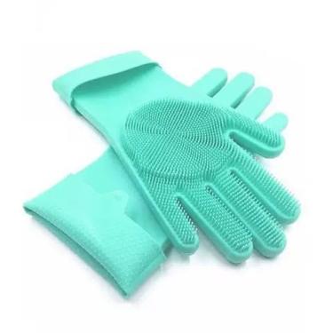 Imagem de Um Par De Escovas De Limpeza De Silicone Multiuso Tipo Luva MáGica Para Lavar Pratos, Pratos, Animais De EstimaçãO E Carros(3 Pcs,Verde)