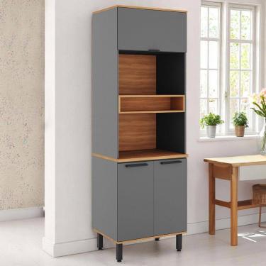 Imagem de Paneleiro Castanha 3 Portas Cinza/Freijó - Telasul