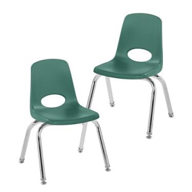 Imagem de Cadeira escolar empilhável de 30,5 cm, assento de estudante empilhável com pernas de aço cromado e deslizadores giratórios; para sala de aula, escola em casa ou espaço de aprendizagem - verde