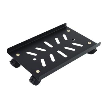Imagem de YuPinDiZu Suporte de torre de computador de metal, suporte de PC para suporte de CPU móvel de chão com 4 rodas giratórias, cabe na maioria dos PCs sob a mesa, suporte ventilado para CPU e carrinho de